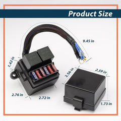 Pre-Wired Relay Box with 2 4-Pin Relays 80A, 6 Blade Fuse Connections for 12V Cars, Trucks and Boats