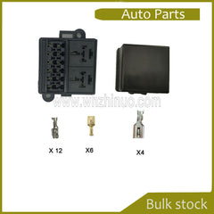 Pre-Wired Relay Box with 2 4-Pin Relays 80A, 6 Blade Fuse Connections for 12V Cars, Trucks and Boats