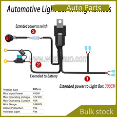 12V 40A Car Lighting Harness Switching Fuse Relay Car relay harness kit for LED strips Car Lights Ignition 12V 40A Relay Switch Fuse Car Lights Ignition LED with Relay Ignition Kit