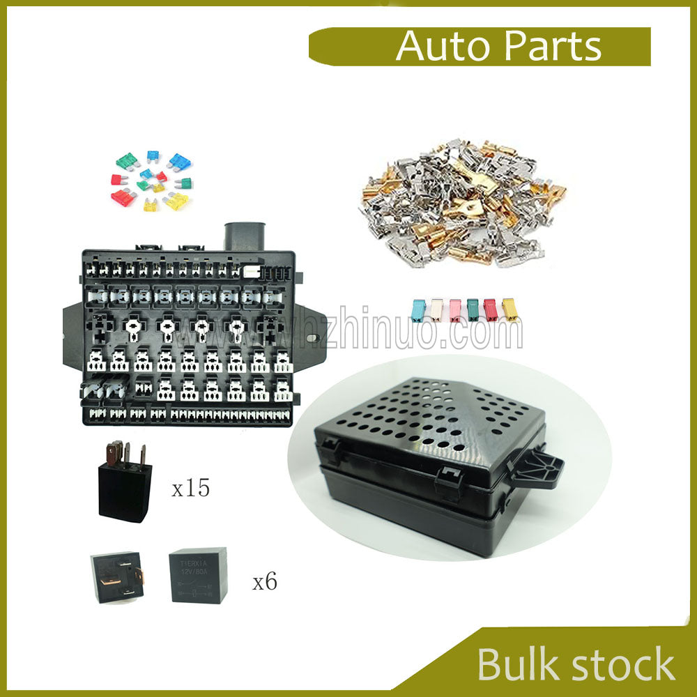 12/24V Fuse Relay Block With 15Pack 5Pin Relays 6Pack 4Pin Relay Slots and 52 ATC/ATO Fuse Holders 12V Relay Fuse Box  For Automotive Trucks Trailers Boats