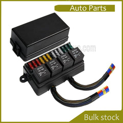 Automotive Relay Fuse Block with 4pcs 40A 12V 5-Pin Relays 6ATC/ATO Fuses 5A 10A 15A 20A 25A 30A with 4 Relay Slots and 6 ATC/ATO Fuse Holders Universal Fuse Block for Cars, Trucks, Boats, and Ships